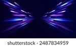 Light trail wave, fire path trace line, car lights, optic fiber and incandescence curve twirl. Rotating dynamic neon circle. Colored shiny sparks of spiral wave.	
