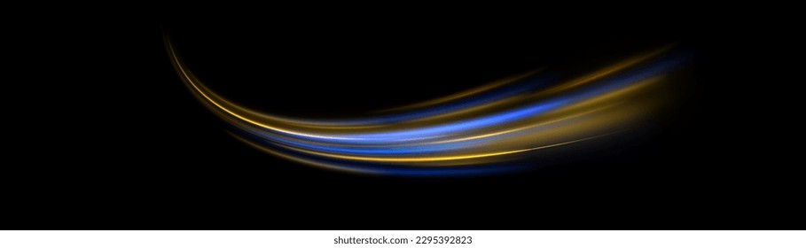 Light trail wave, fire path trace line and incandescence curve twir. Particle motion effect Red blue special effect, speed police line. Magic of moving fast lines. Laser beams, horizontal light rays.