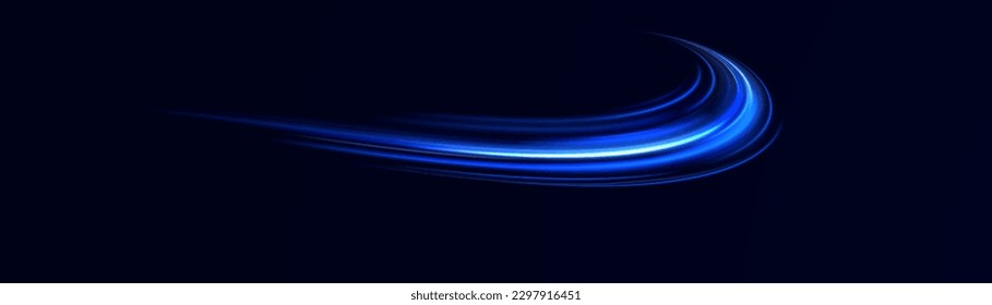 Light trail wave, fire path trace line, car lights, optic fiber and incandescence curve twirl png. road car headlights. Luminous white lines of speed. Light glowing effect. blue abstract motion lines.