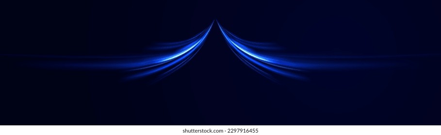 Light trail wave, fire path trace line, car lights, optic fiber and incandescence curve twirl png. road car headlights. Luminous white lines of speed. Light glowing effect. blue abstract motion lines.