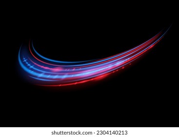 Light trail wave, fire path trace line, car lights, optic fiber and incandescence curve twirl png. road car headlights. Luminous red lines of speed. Light glowing effect. blue abstract motion lines.