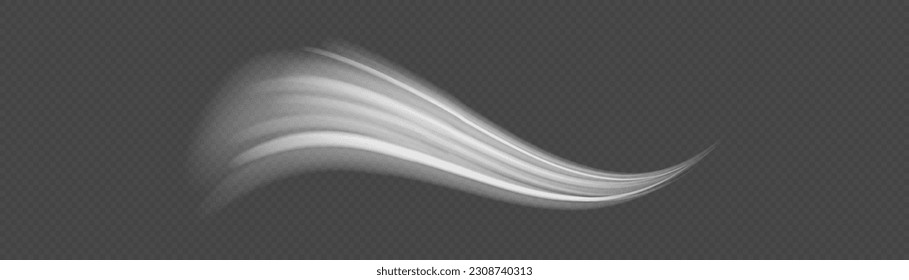 Light trail wave, fire path trace line and incandescence curve twirl. PNG Light white pedestal, podium, platform, table vector. Luminous white lines of speed. Twist white line. Abstract motion lines.