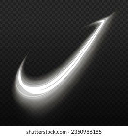 Light trail wave, fire path trace line and incandescence curve twirl. PNG Light white pedestal, podium, platform, table vector. Luminous white lines of speed. Twist white line. Abstract motion lines.