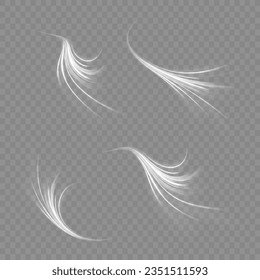 Light trail wave, fire path trace line and incandescence curve twirl. White shiny lines effect vector background. Bright galaxy. Light glowing effect. Bright spiral. Glowing podium. Light white Twirl.