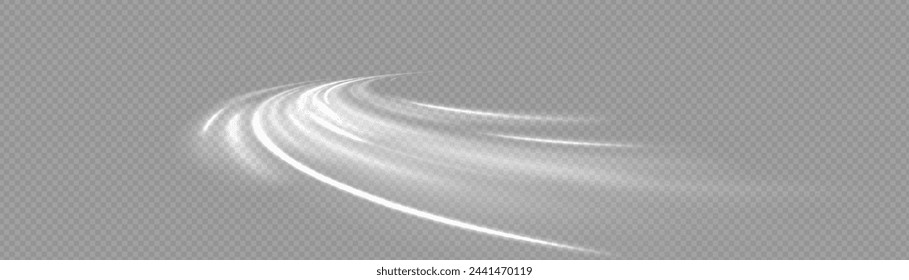 Light trail wave, fire path trace line and effect curve twirl. Neon motion effect. White special effect,speed police line. Road  Magic of moving fast lines.