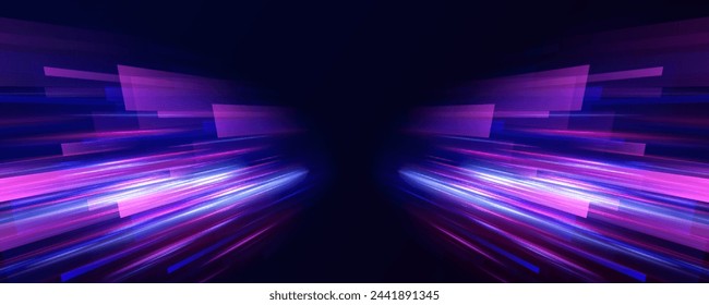 Light trail wave, fire path trace line, car lights, optic fiber and incandescence curve twirl. Rotating dynamic neon circle. Colored shiny sparks of spiral wave.	