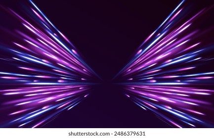 Light trail wave, fire path trace line, car lights, optic fiber and incandescence curve twirl. Rotating dynamic neon circle. Colored shiny sparks of spiral wave.	
