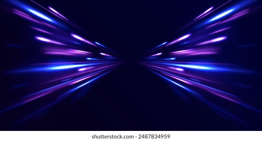 Light trail wave, fire path trace line, car lights, optic fiber and incandescence curve twirl. Rotating dynamic neon circle. Colored shiny sparks of spiral wave.	
