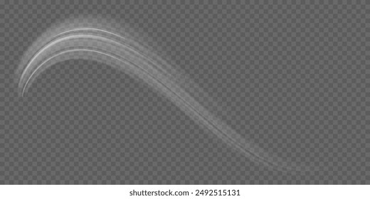 Light trail wave, fire path trace line and effect curve twirl. Neon motion effect. White special effect,speed police line. Road Magic of moving fast lines. Line of light on a black background.