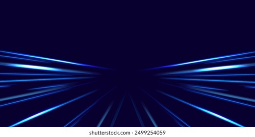 Light trail wave, fire path trace line, car lights, optic fiber and incandescence curve twirl. High speed road in night time abstraction. Sport car is made of polygons, lines and connected dots