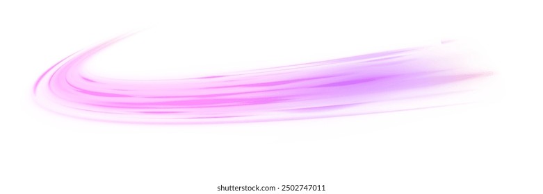 Light trail wave, fire path trace line, car lights, optic fiber and incandescence curve twirl. Racing cars dynamic flash effects city road with long exposure. Vector PNG.	