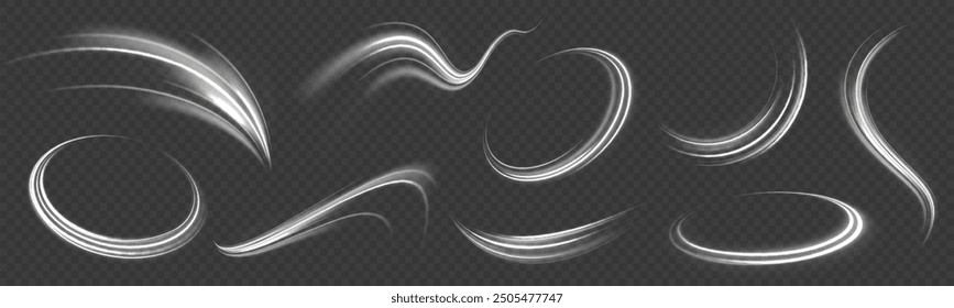 Light trail wave, fire path trace line, car lights, optic fiber and incandescence curve twirl. High speed road in night time abstraction. Sport car is made of polygons, lines and connected dots.