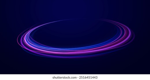 Light trail wave, fire path trace line, car lights, optic fiber and incandescence curve twirl. High speed road in night time abstraction. Sport car is made of polygons, lines and connected dots.
