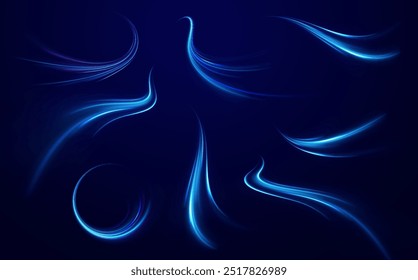 Light trail wave, fire path trace line, car lights, optic fiber and incandescence curve twirl. High speed road in night time abstraction. Sport car is made of polygons, lines and connected dots.