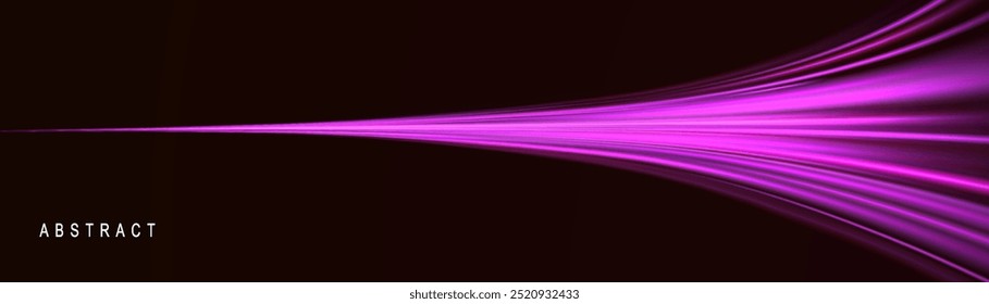 Light trail wave, fire path trace line and effect curve twirl. Neon motion effect. Pink special effect,speed police line. Road Magic of moving fast lines. Line of light on a black background.