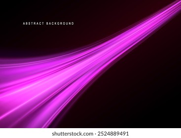 Light trail wave, fire path trace line and effect curve twirl. Neon motion effect. Pink special effect,speed police line. Road Magic of moving fast lines. Line of light on a black background.