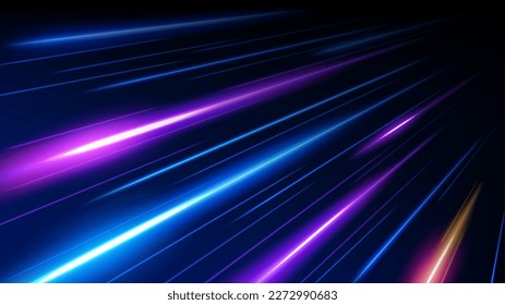 Light trails, long time exposure motion blur effect. Vector Illustration