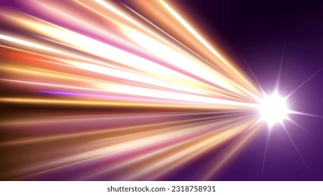 Light Trails, Long Time Exposure Motion Blur Effect, Vector Illustration