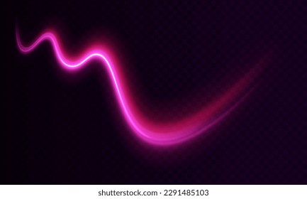 Caminos Ligeros En La Carretera Por La Noche. Resumen de fondo neón futurista con líneas ascendente brillantes. Papel pintado fantástico. Composición dinámica de líneas brillantes que forman la trayectoria de las luces del movimiento de velocidad.
