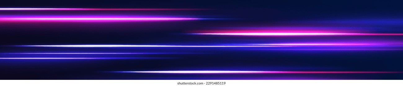 Light Trails On Road At Night. 3d render, abstract futuristic neon background with glowing ascending lines. Fantastic wallpaper