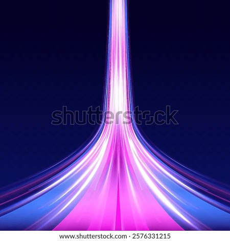 	
Light trails on road at night. Abstract futuristic neon background with glowing ascending lines. Racing cars dynamic flash effects city road with long exposure night ligh.	