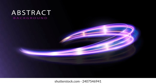 Rayas de luz en línea azul y violeta.Resumen de la velocidad de fondo efecto de movimiento luces nocturnas borrosas. onda semicircular, giro de la curva de traza luminosa.