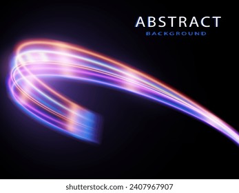 Rayas de luz en línea azul y violeta.Resumen de la velocidad de fondo efecto de movimiento luces nocturnas borrosas.
