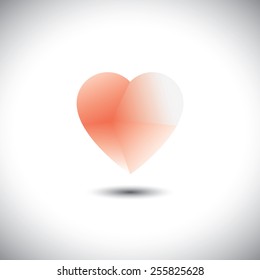 light & transparent heart icon representing love emotion - vector icon. This pink icon also represents passion, romance, friendship, relationship, bonding, compassion, empathy