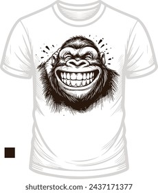 camiseta ligera con un diseño de plantilla vectorial de gorila riendo