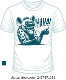 light t-shirt with a laughing hyena vector stencil design