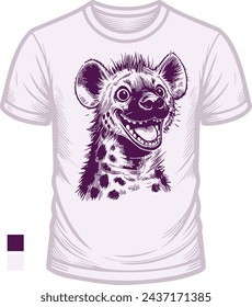 light t-shirt with a smiling hyena vector stencil design