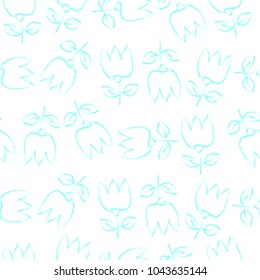 Light turquoise flowers background. Abstract blossoms seamless pattern. Good choice for wrapping paper, cover, greeting card, bed linen.