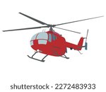 Light twin-engine, multi-purpose utility helicopter vector in red
