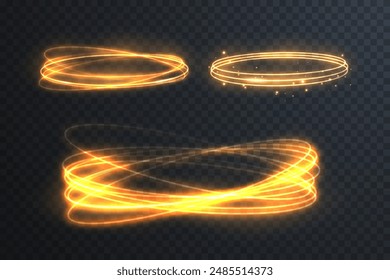Leichte Drehung. Kurvenlicht-Effekt der Lichtlinie. Leuchtkreis. Light pedistal, Podium, Plattform, Tisch. Vektorgrafik PNG. Vektorillustration