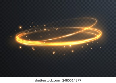 Light Twirl. Curve light effect of light line. Luminous circle. Light pedistal, podium, platform, table. Vector PNG. Vector illustration