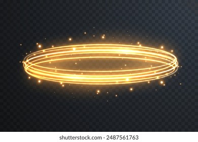 Giro ligero. Efecto de luz de curva de línea de luz. Círculo luminoso. Pedal ligero, podio, plataforma, mesa. Vector PNG. Ilustración vectorial