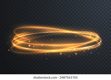 Light Twirl. Curve light effect of light line. Luminous circle. Light pedistal, podium, platform, table. Vector PNG. Vector illustration