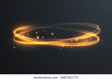 Light Twirl. Curve light effect of light line. Luminous circle. Light pedistal, podium, platform, table. Vector PNG. Vector illustration