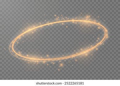 Light Twirl. Curve light effect of orange line. Luminous orange circle. Light orange pedistal, podium, platform, table. Vector PNG. Vector illustration