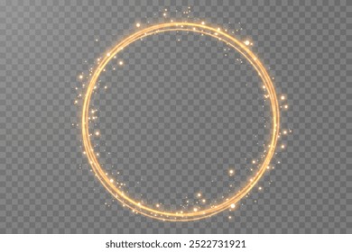 Light Twirl. Curve light effect of orange line. Luminous orange circle. Light orange pedistal, podium, platform, table. Vector PNG. Vector illustration