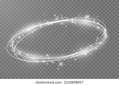 Torbellino ligero. Efecto de luz de curva de línea naranja. Círculo naranja luminoso. Pedistal naranja claro, podio, plataforma, mesa. Vector PNG. Ilustración vectorial