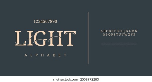 Light typography beauty fashion elegant minimalist serif italic fonts decorative wedding vintage retro logos. Minimal luxury font alphabet logo. Vector illustration