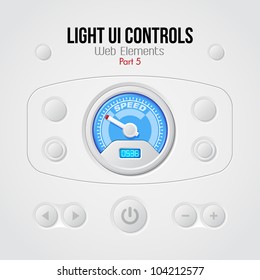 Light UI Controls Web Elements 5: Buttons, Switchers, On, Off, Player, Audio, Video, Volume, Speed Indicator, Speedometer