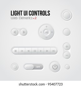 Light UI Controls Web Elements 2: Buttons, Switchers, Player, Audio, Video: Play, Stop, Next, Pause