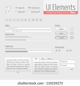 Light UI Elements Part 1: Sliders, Progress bar, Buttons, Authorization form, Volume control etc.