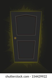 the light from under the closed door in the dark