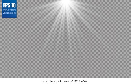 Light up, glow of light. The effects of reflection and glare. Vector spotlight. Light effect