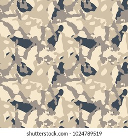 Light urban camouflage of various shades of beige, gray and navy. Seamless pattern for wallpaper, backdrop or textile camo print