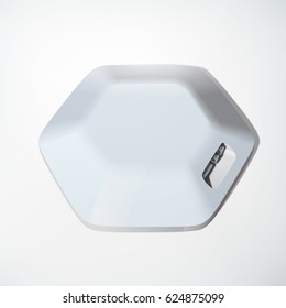 Light usb hub device concept of hexagonal structure and several ports on white background isolated vector illustration