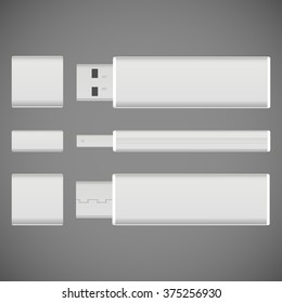 Light USB memory stick. Blank template. Business identity mock up. Vector illustration.